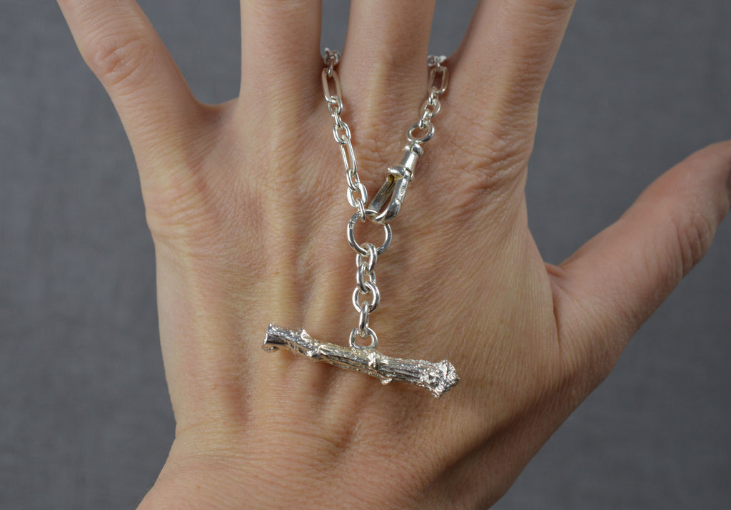 silver t bar necklace