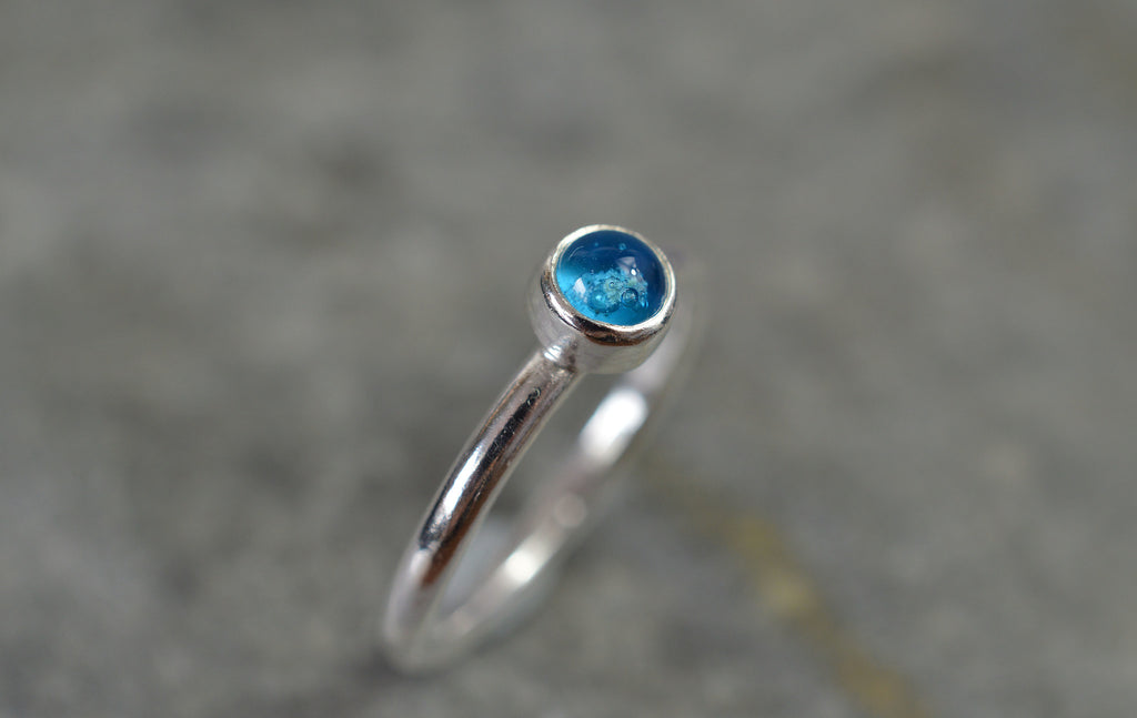 handmade stacking ring with ashes