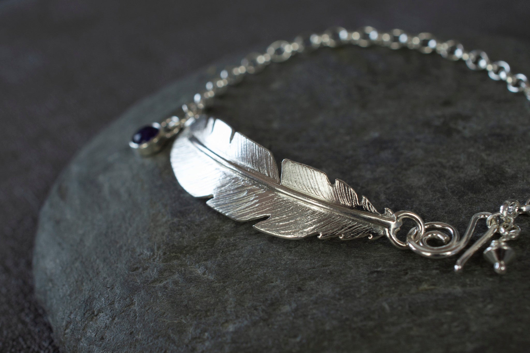 memorial bracelet with feather details