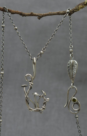 Sterling silver mushroom necklace