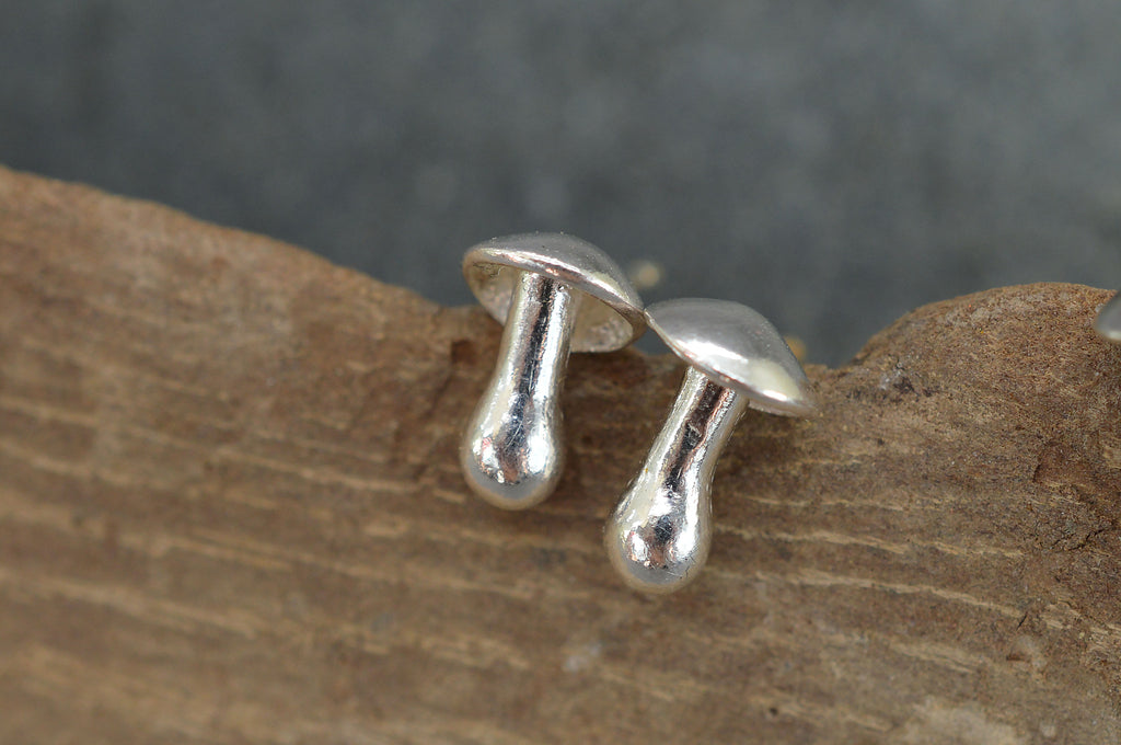 Sterling silver mushroom stud earrings
