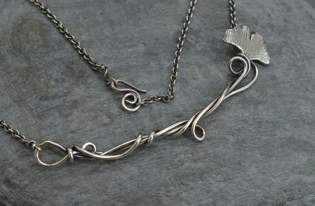 Sterling silver Ginko leaf necklace