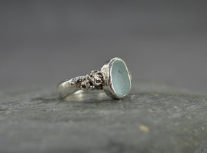 Sea glass barnacle ring