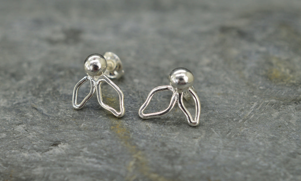 Sterling silver leaf stud earrings