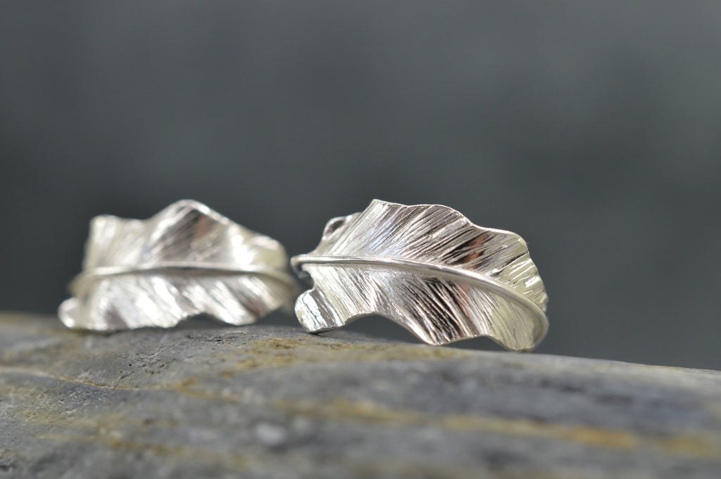 leaf silver earrings