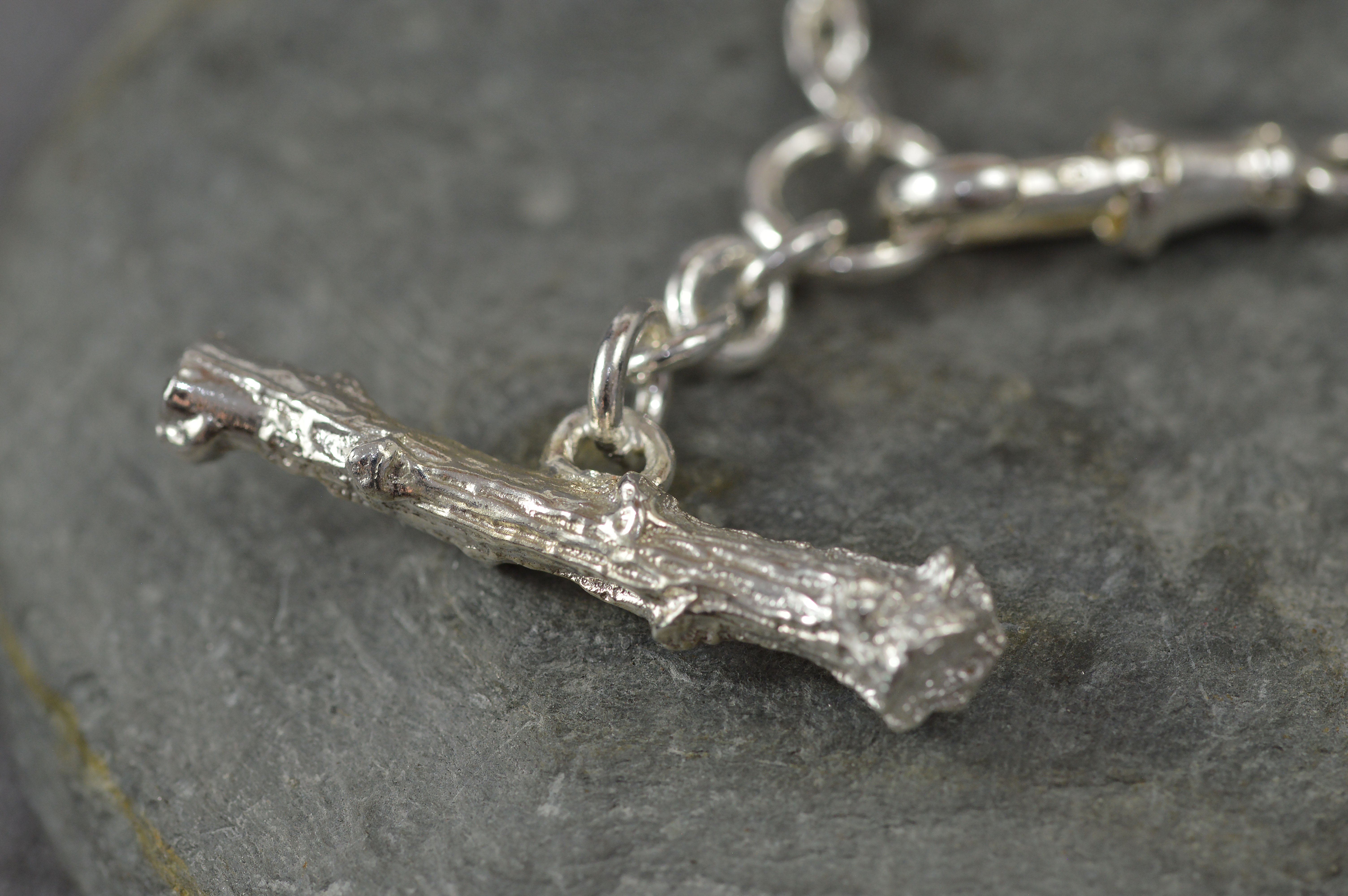 silver twig t bar necklace