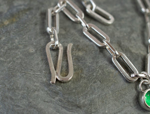 sterlig silver paperclip chain memorial bracelet