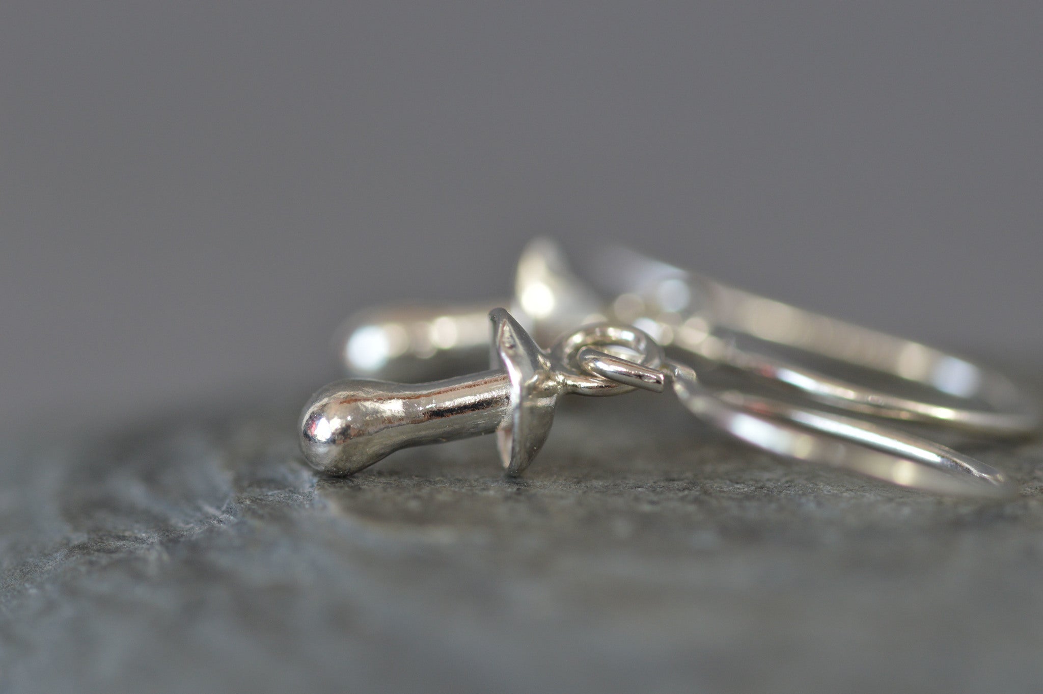 silver mushroom earrings