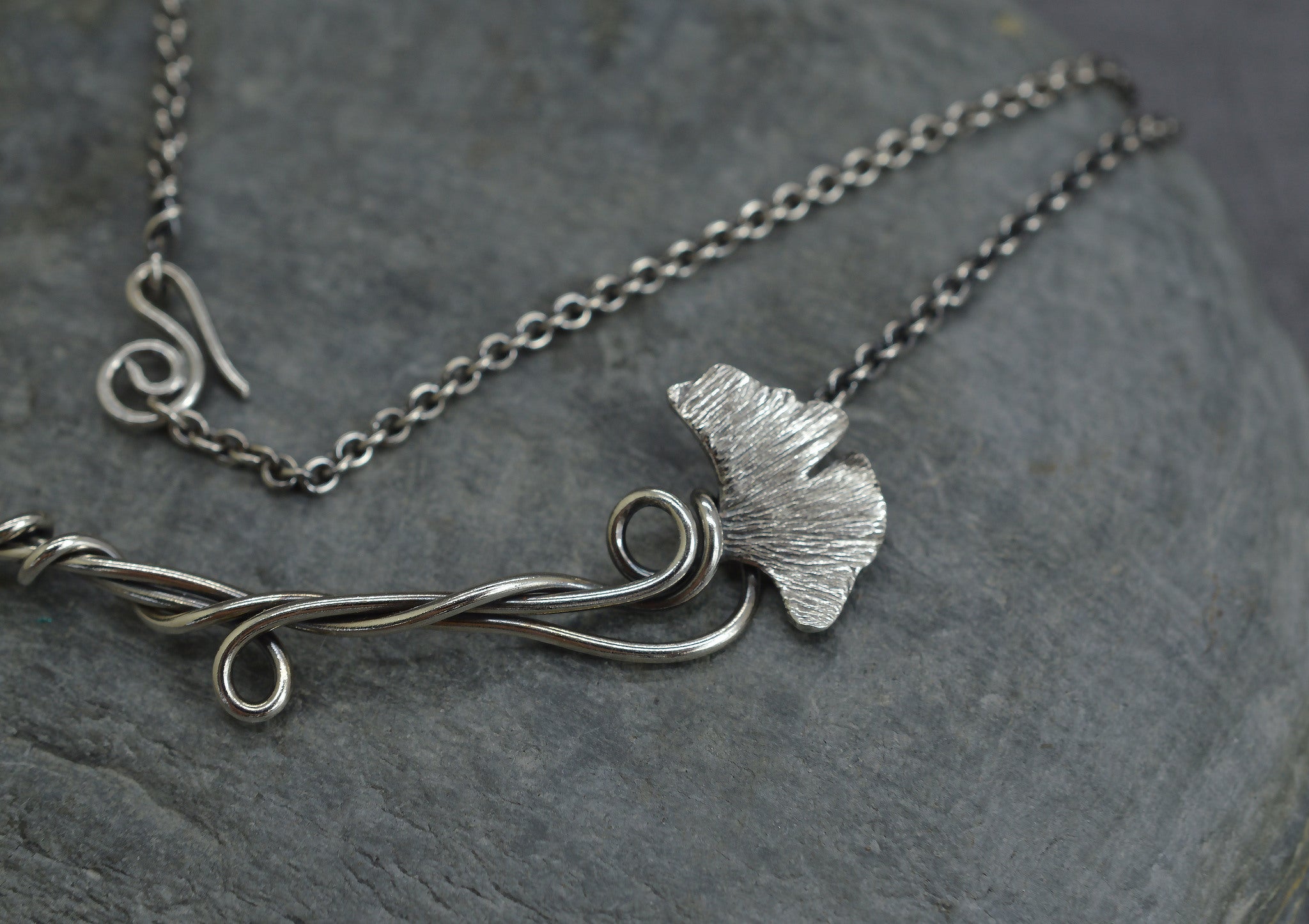 Sterling silver Ginko leaf necklace