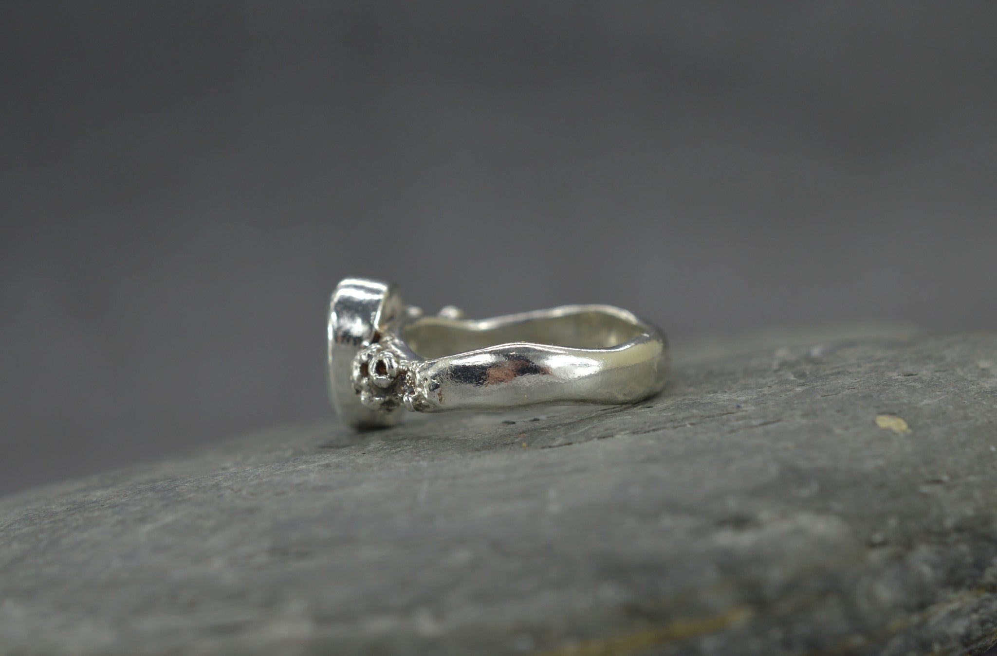 Sea glass barnacle ring