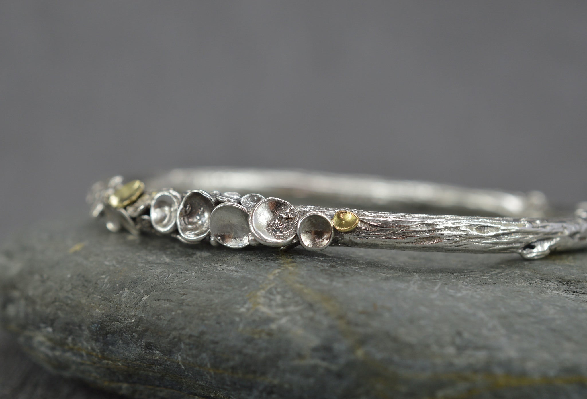 Sterling silver lichen bangle