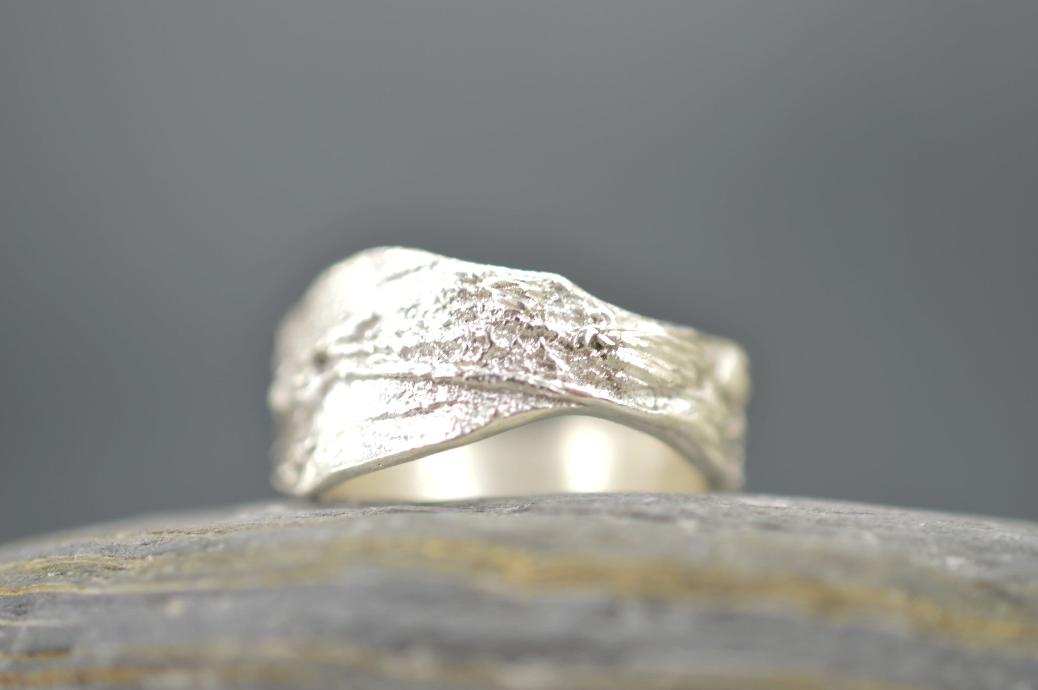 Sterling silver bark ring