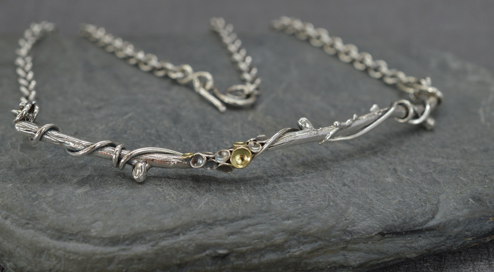 Sterling silver twig necklace