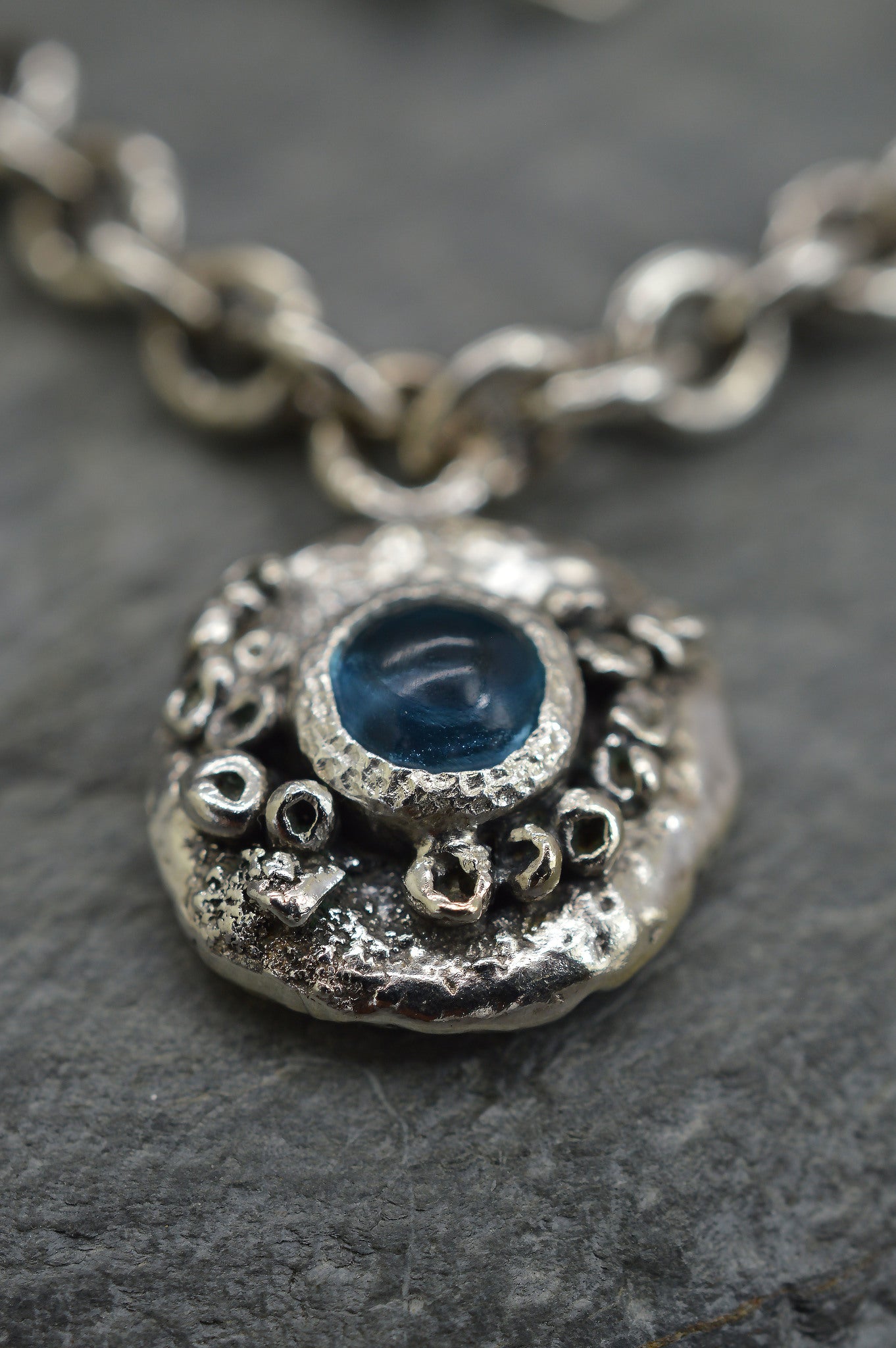 Blue topaz barnacle necklace