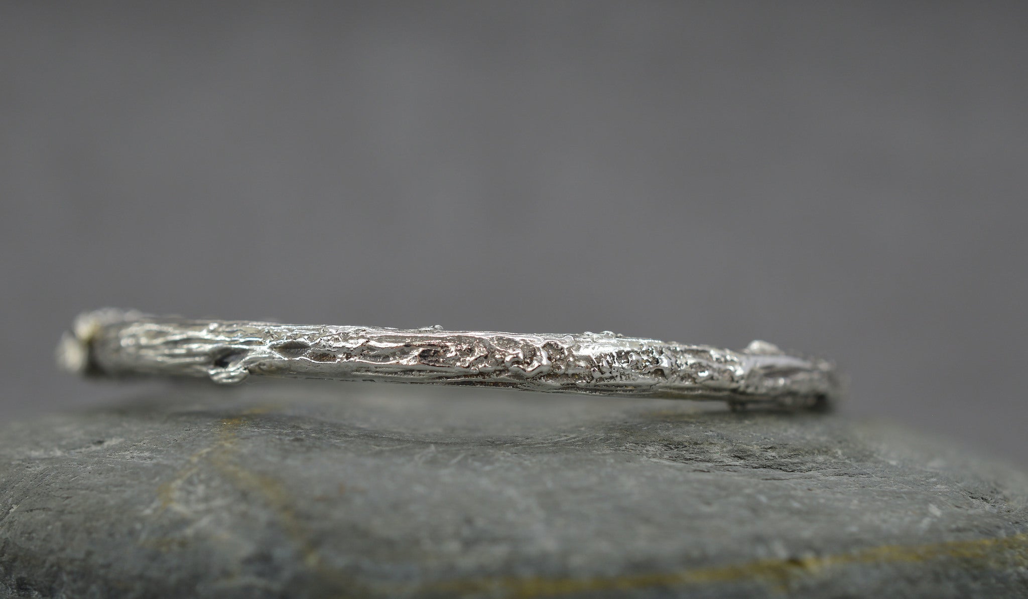 Sterling silver lichen bangle