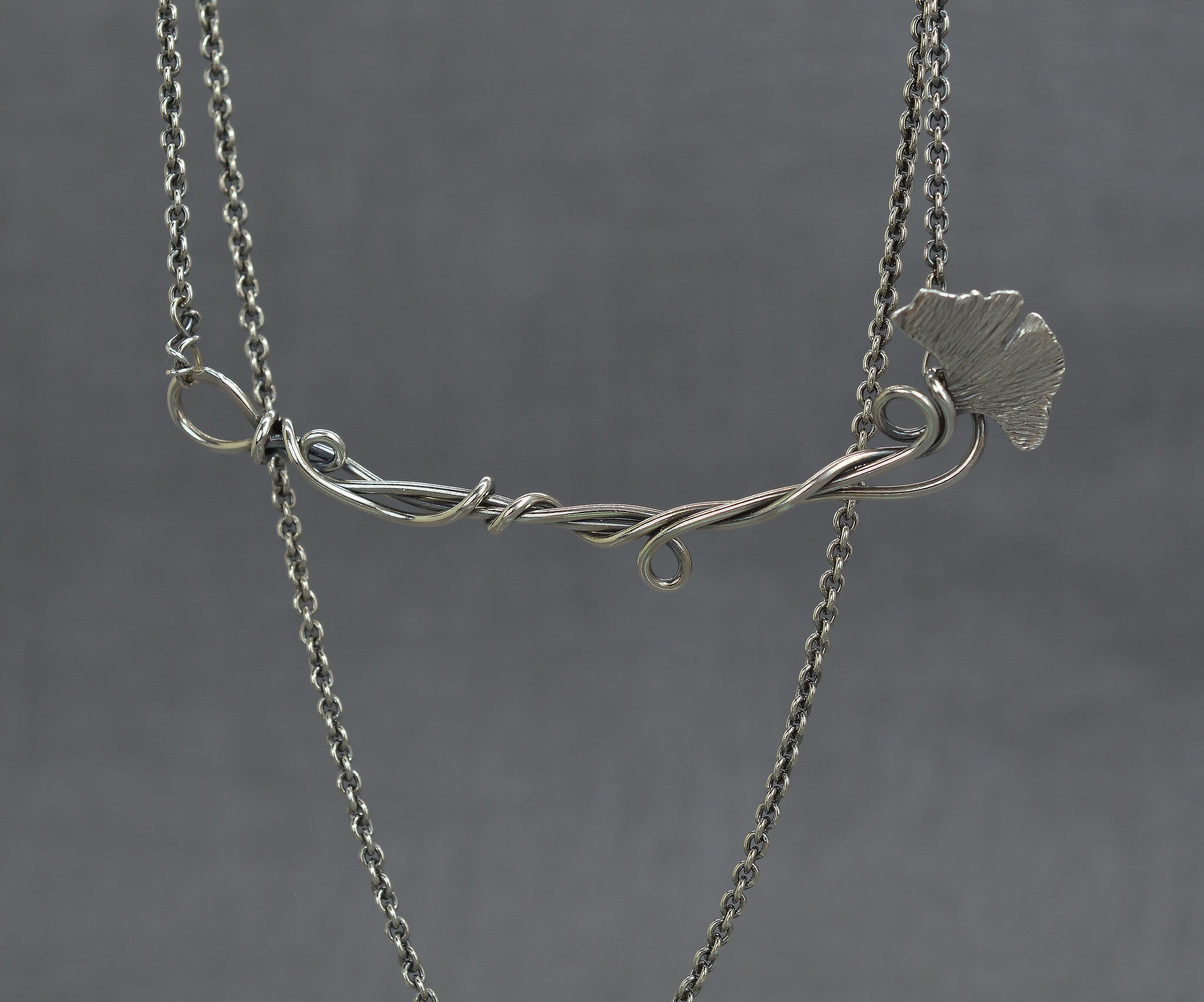 Sterling silver Ginko leaf necklace