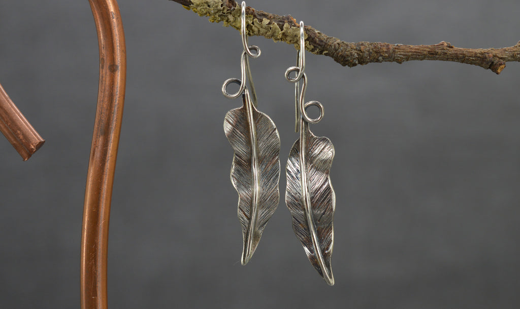 Sterling silver leaf earrings