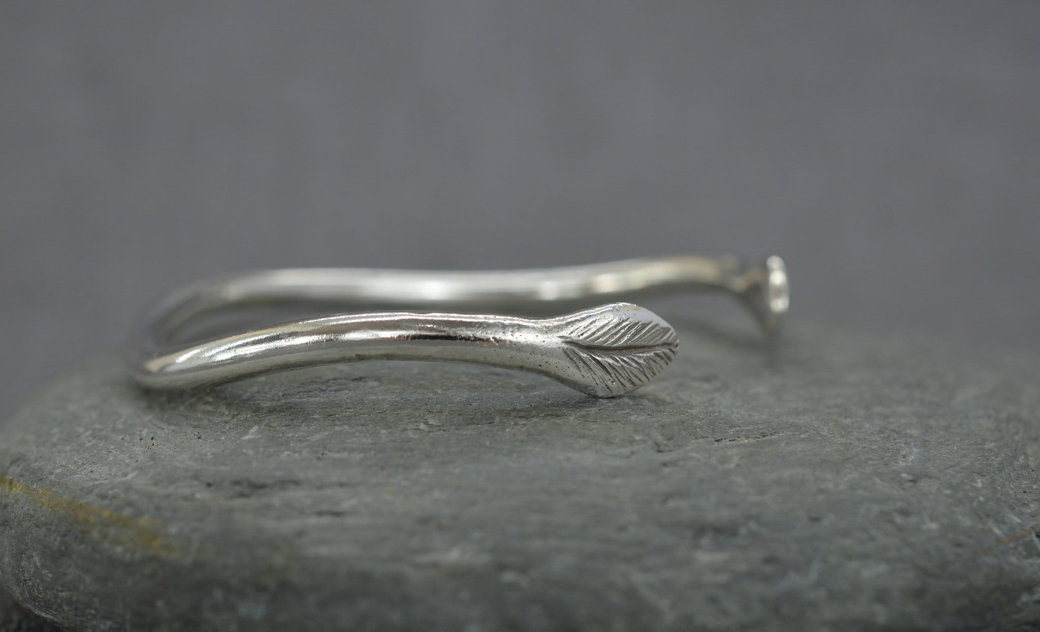 Hand forged leaf bangle