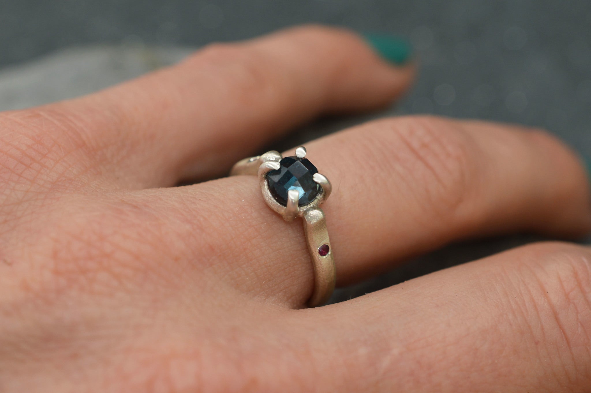 London blue topaz claw ring