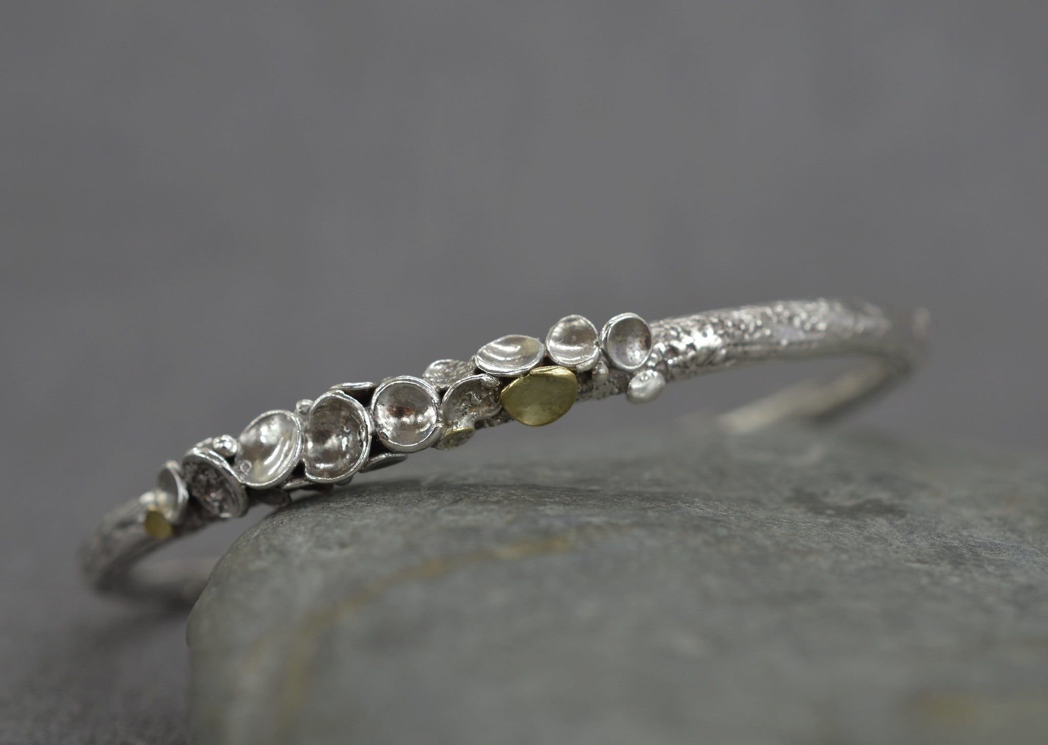 Sterling silver lichen bangle