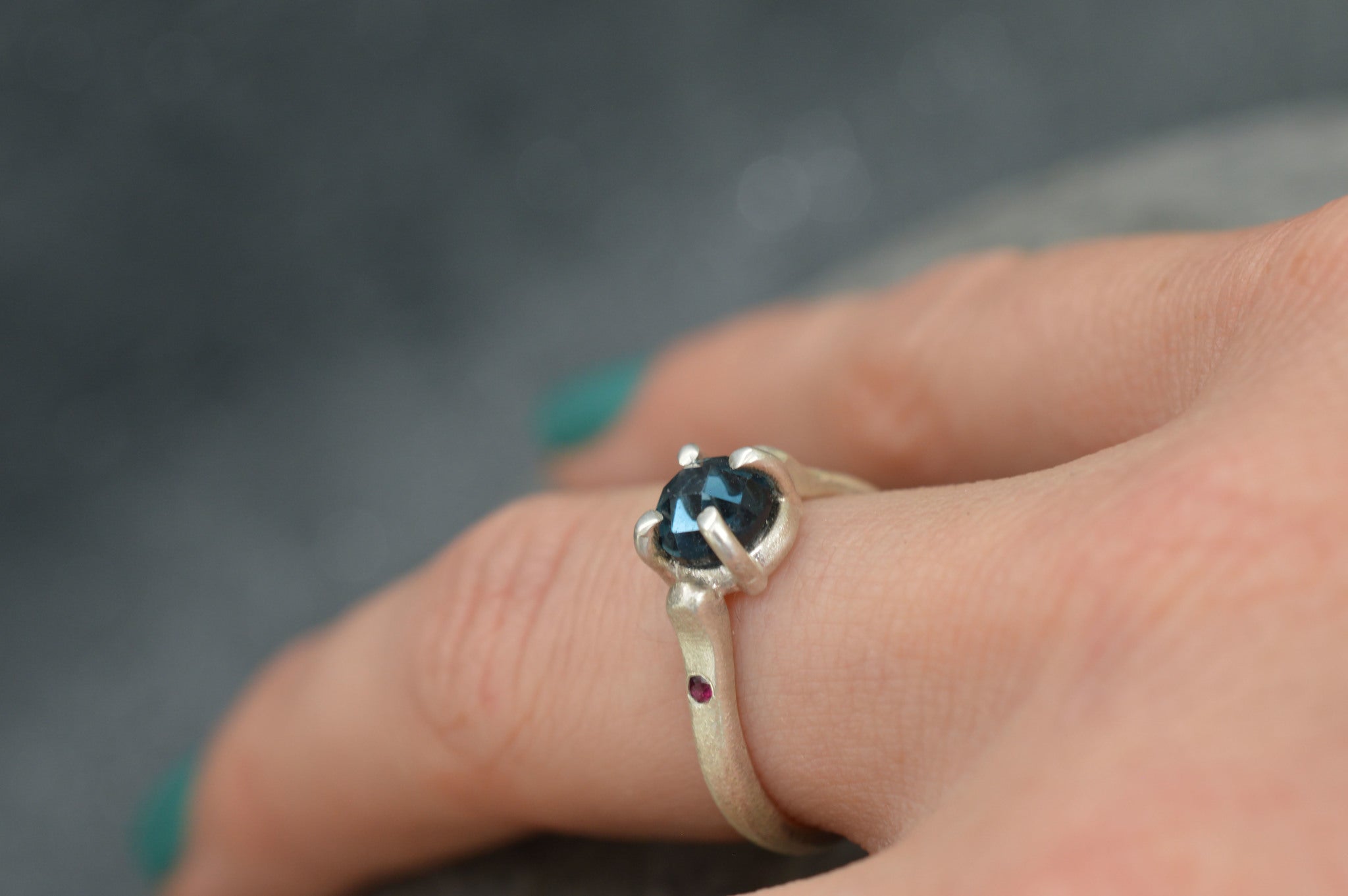 London blue topaz claw ring