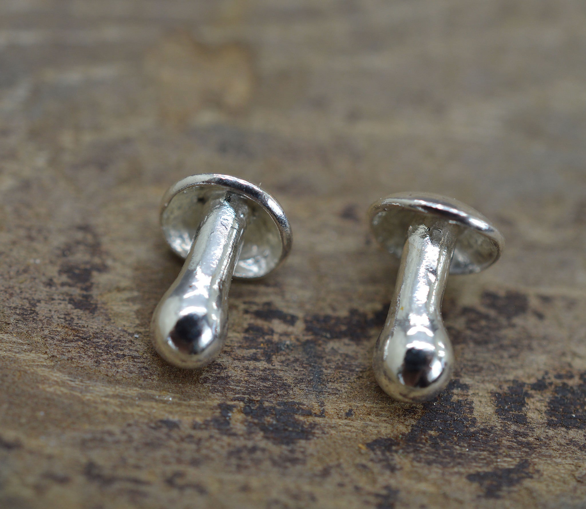 Sterling silver mushroom stud earrings