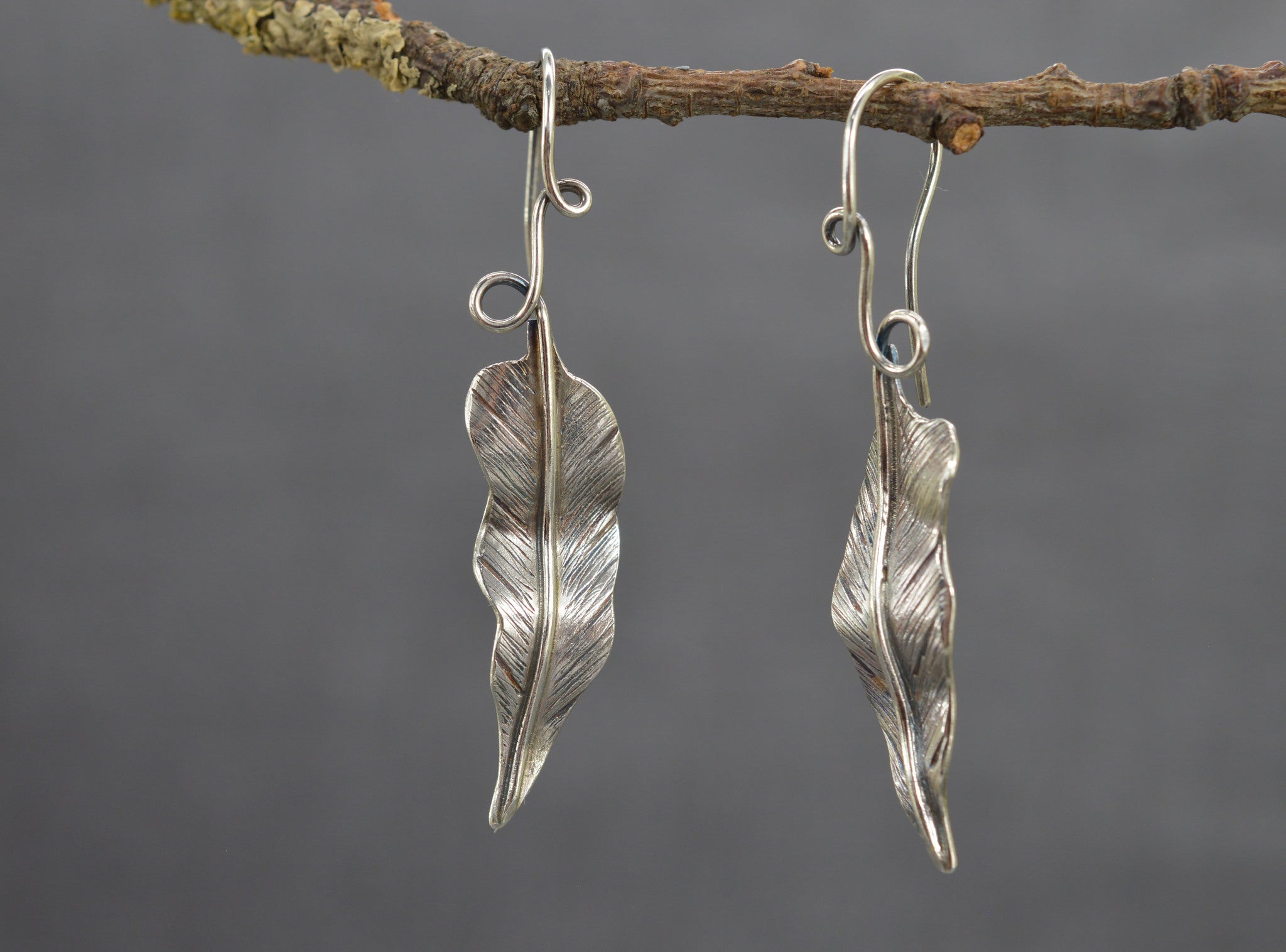 Sterling silver leaf earrings