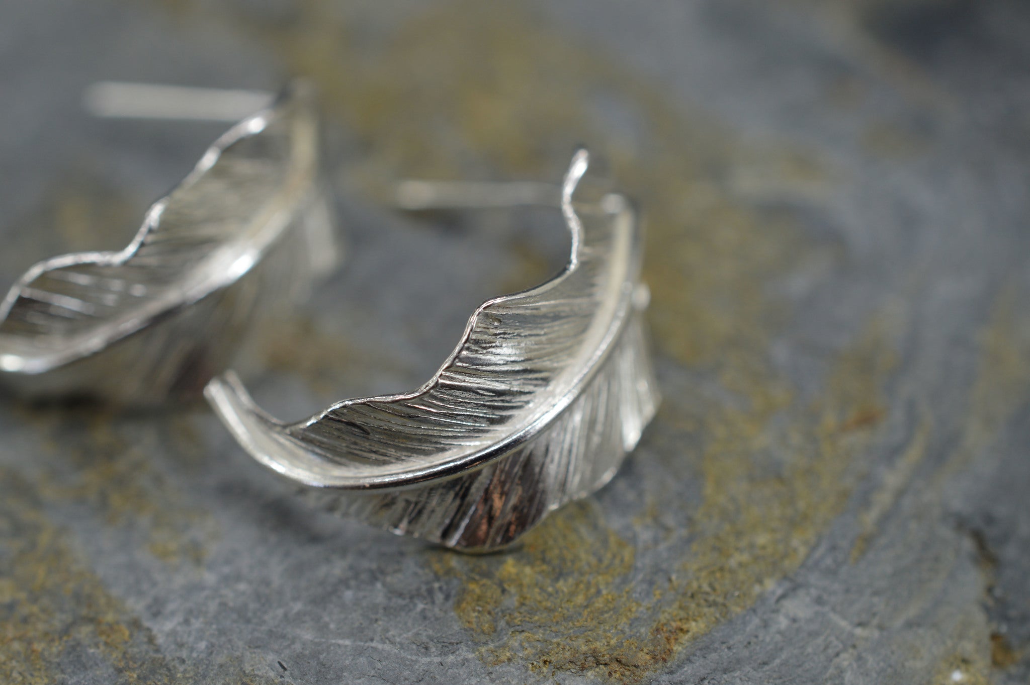 Leaf silver earrings