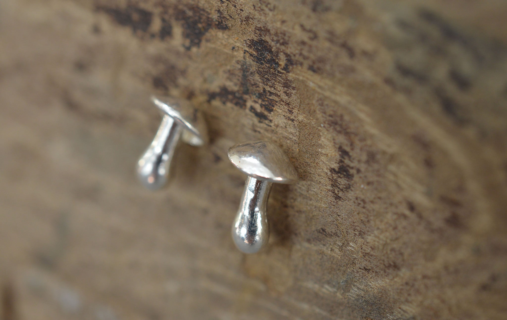 Sterling silver mushroom stud earrings