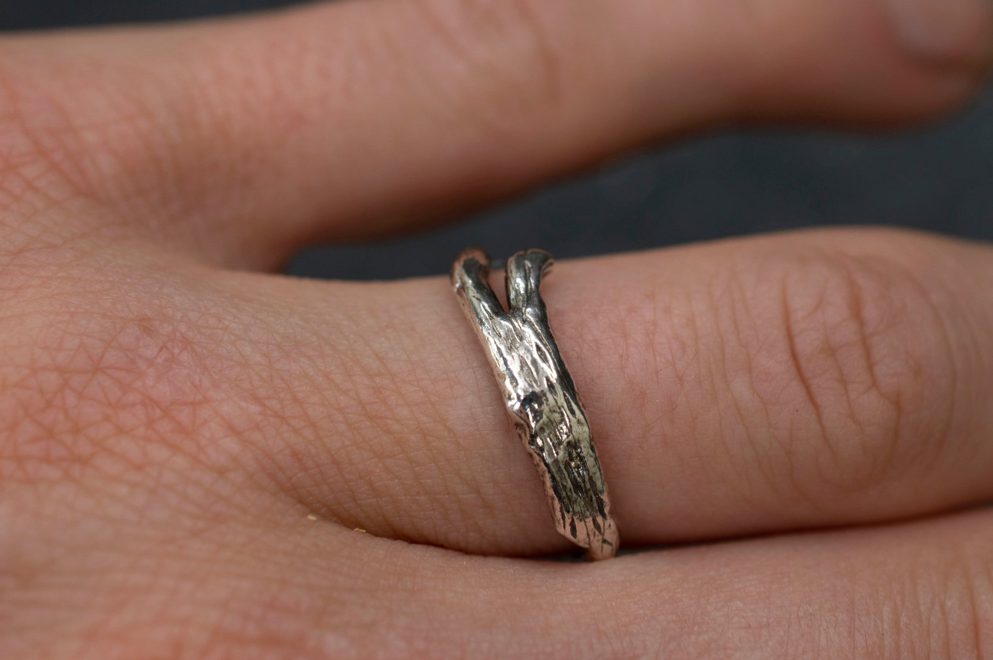 Sterling silver twig ring