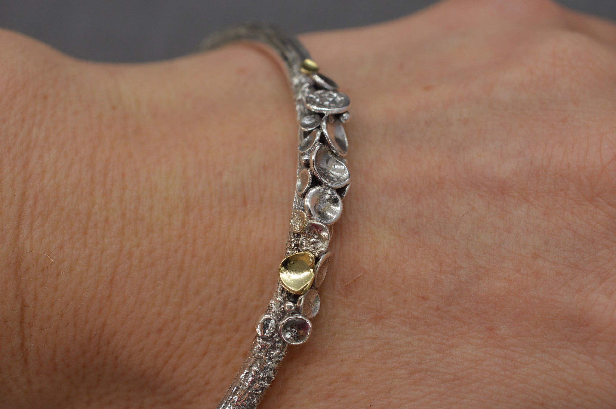 Sterling silver lichen bangle