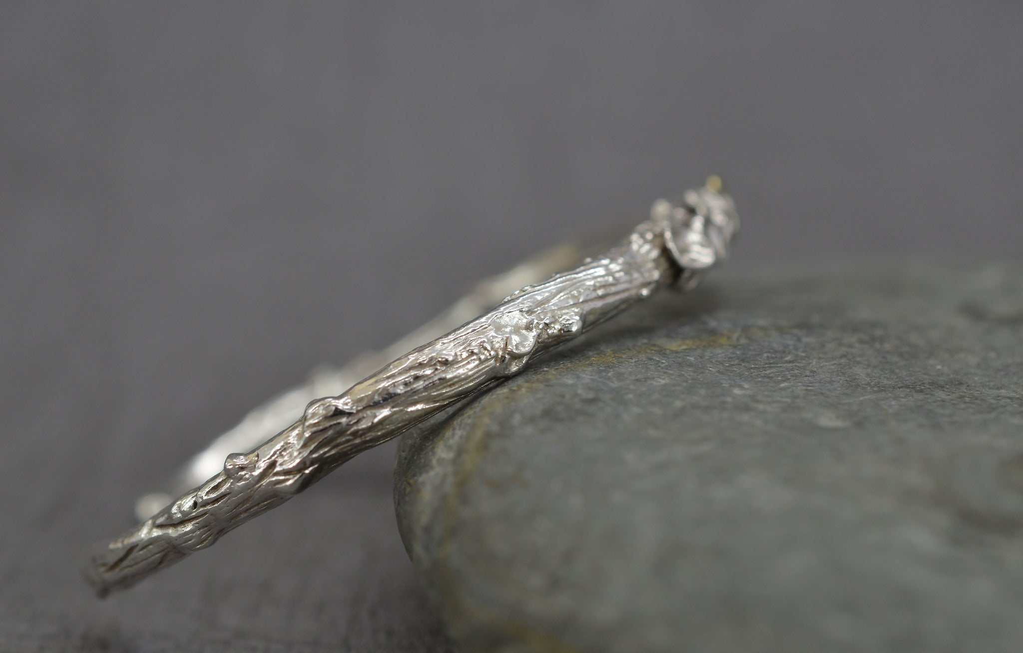 Sterling silver lichen cup cuff bangle