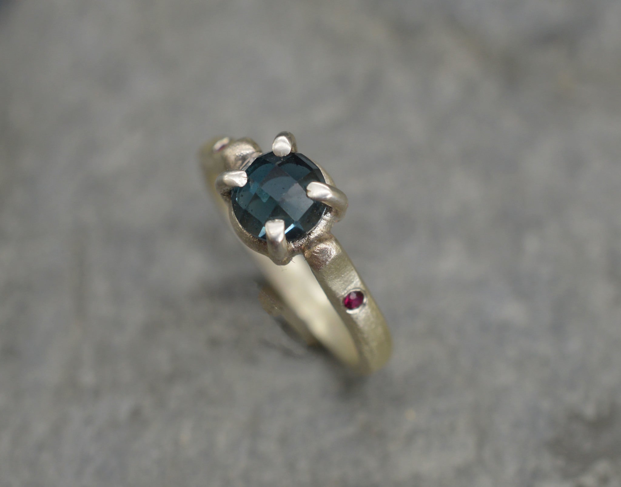 London blue topaz claw ring