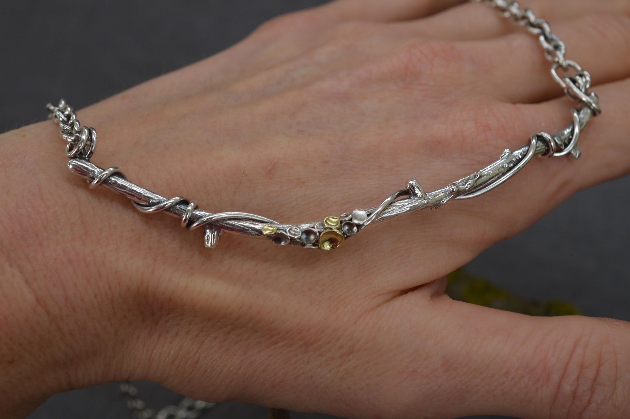 Sterling silver twig necklace