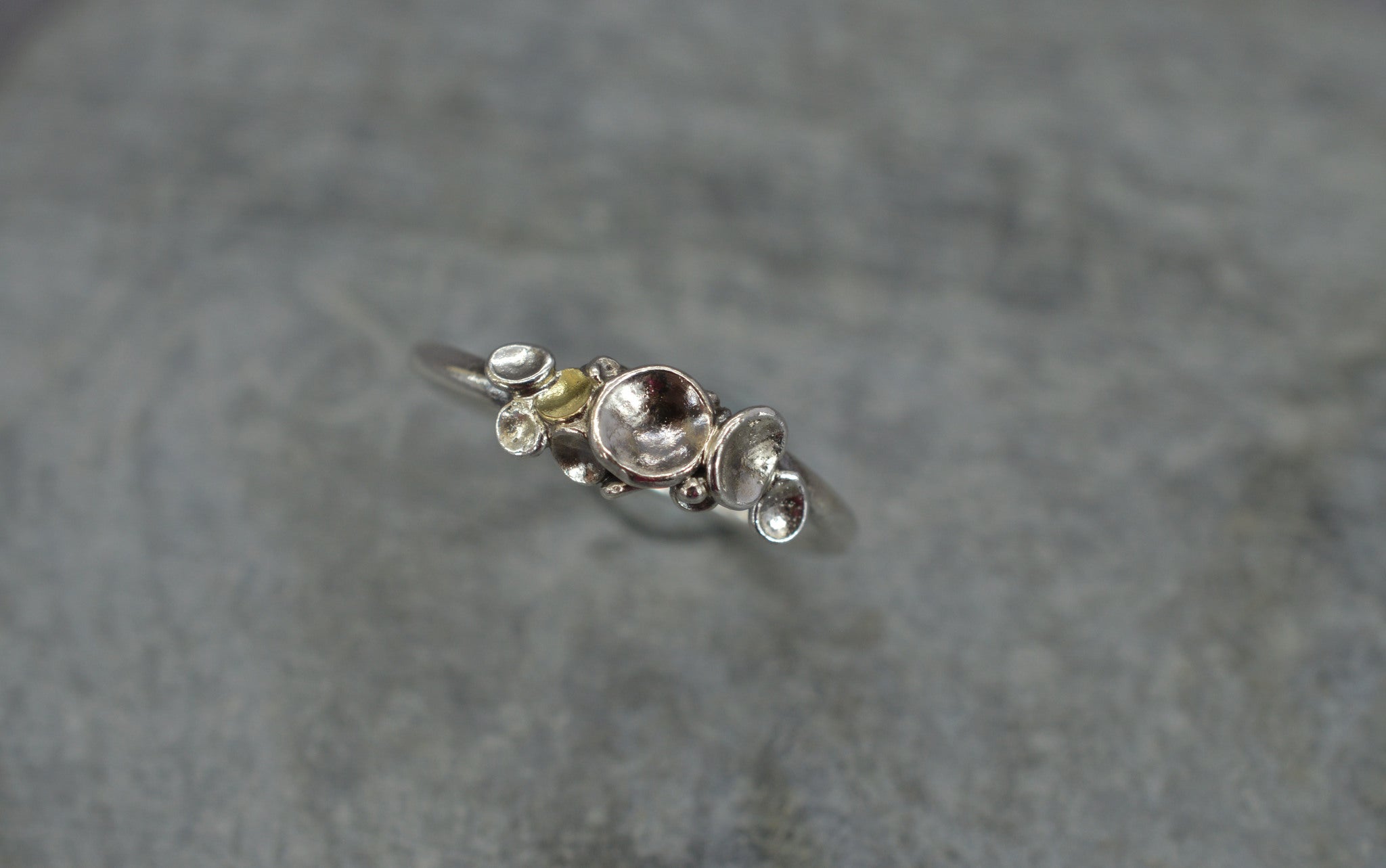 Sterling silver lichen cup ring