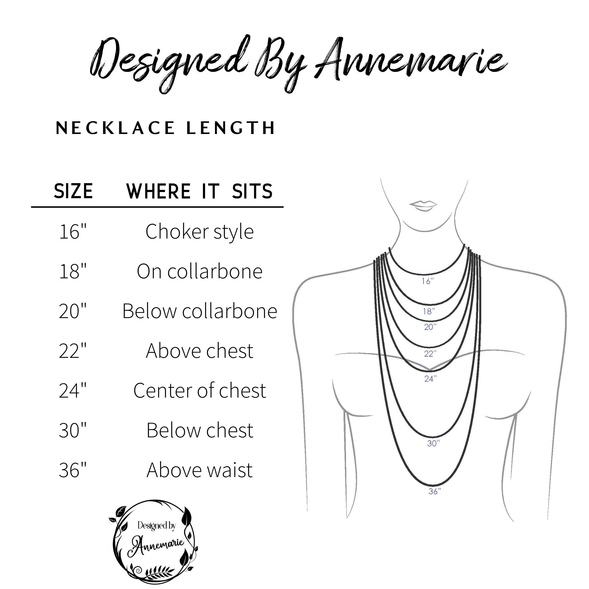 Necklace length chart