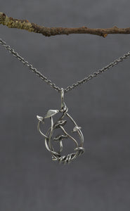 Antique sterling silver mushroom necklace