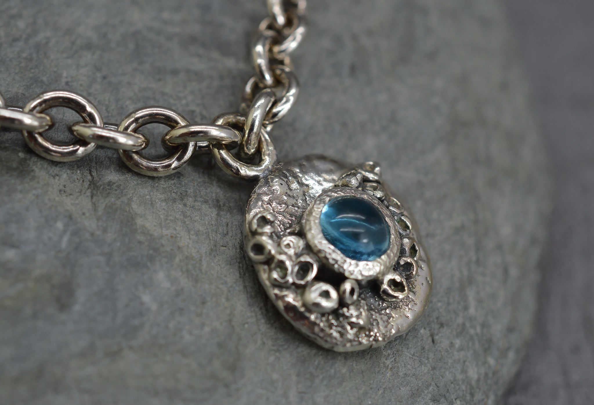 Blue topaz barnacle necklace