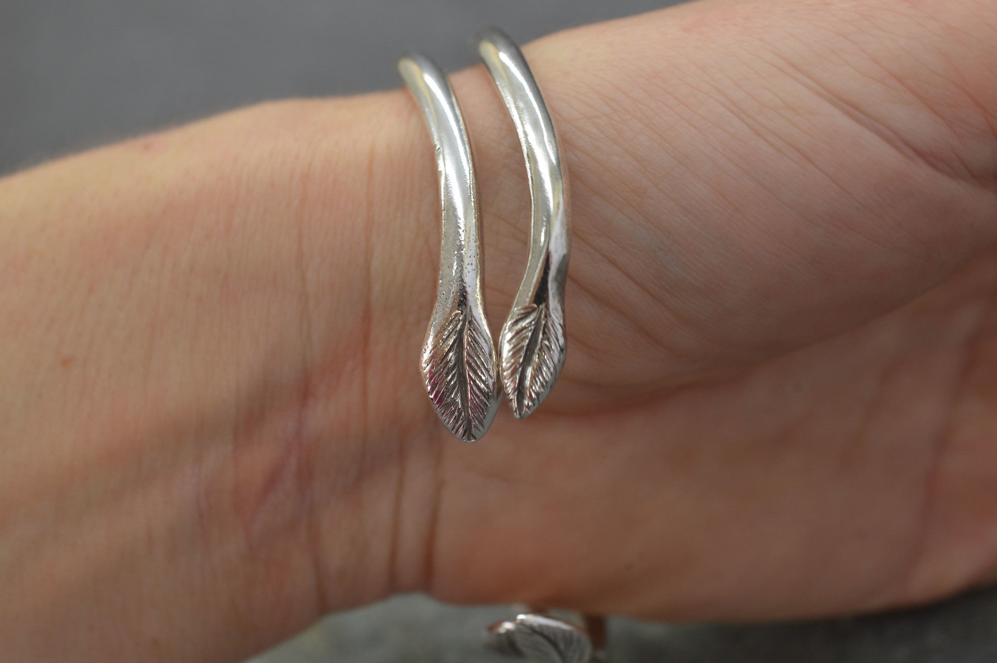 Hand forged leaf bangle