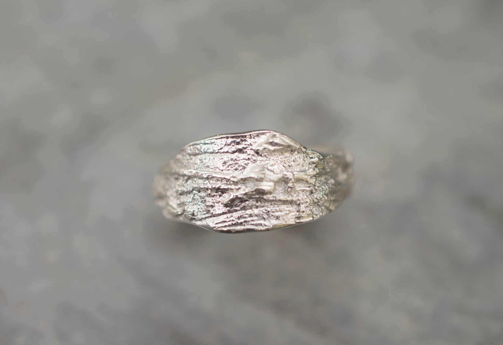 Sterling silver bark ring