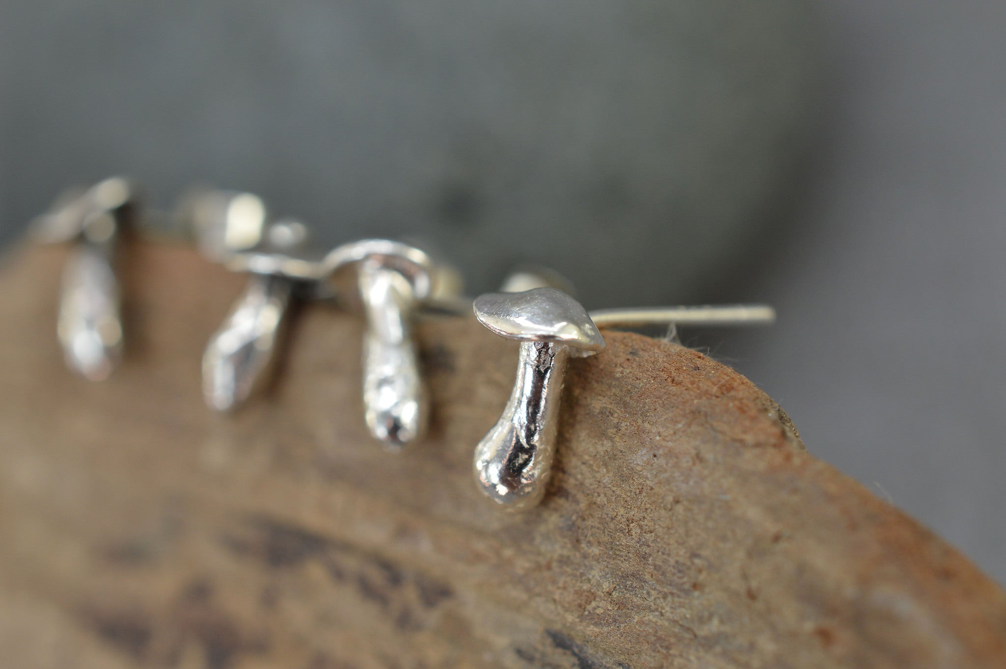 Sterling silver mushroom stud earrings