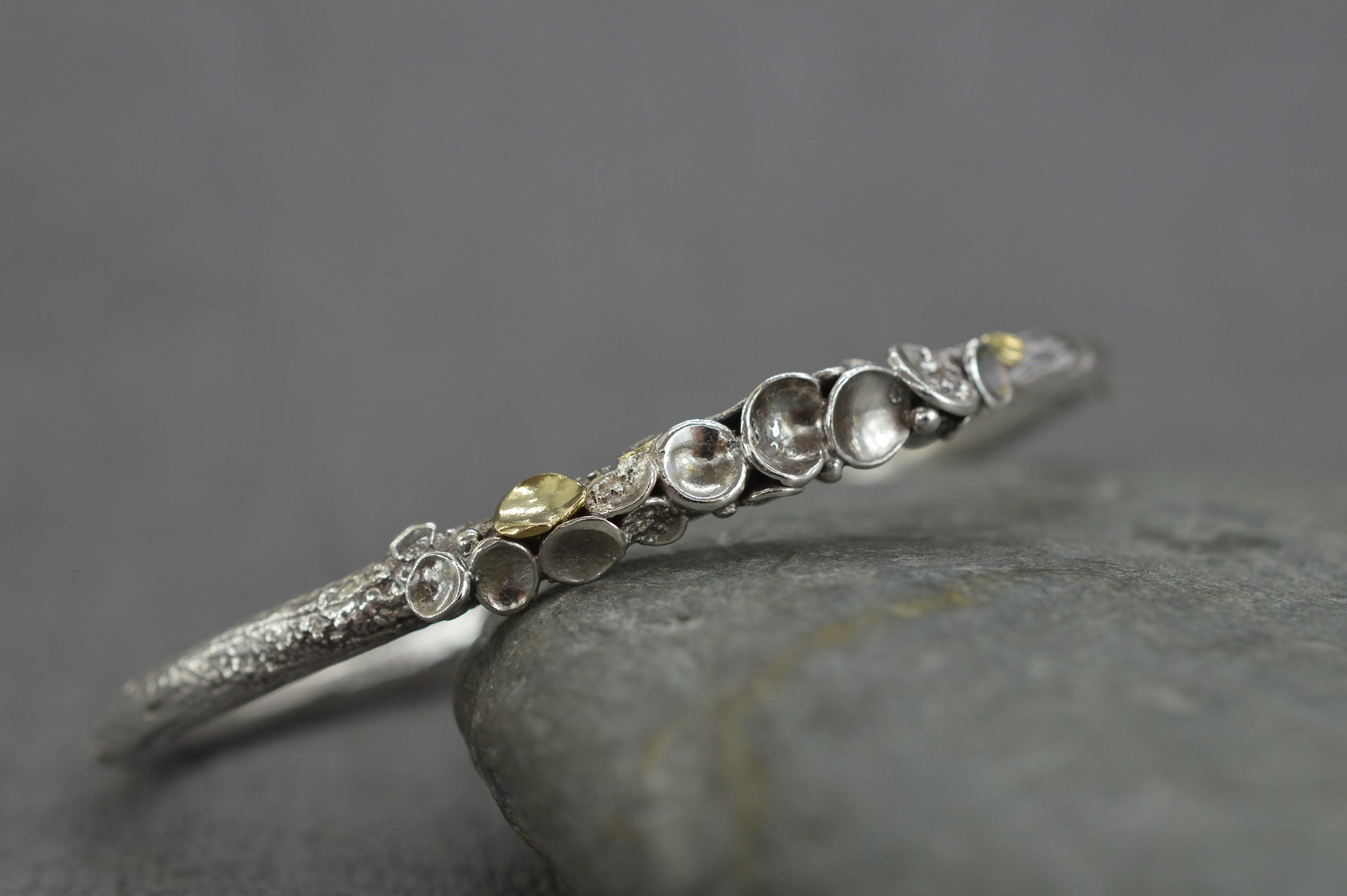 Sterling silver lichen bangle