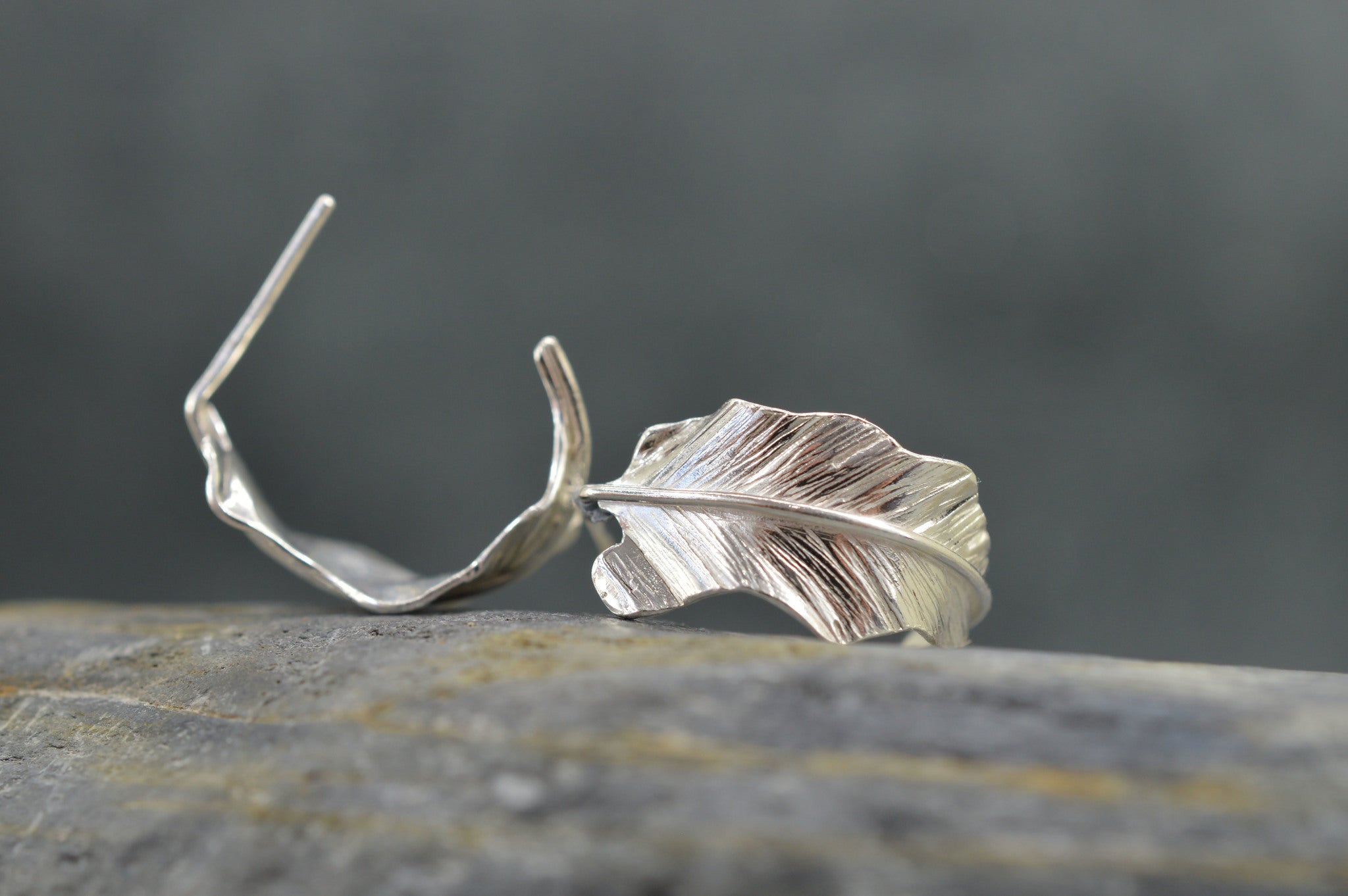 Leaf silver earrings