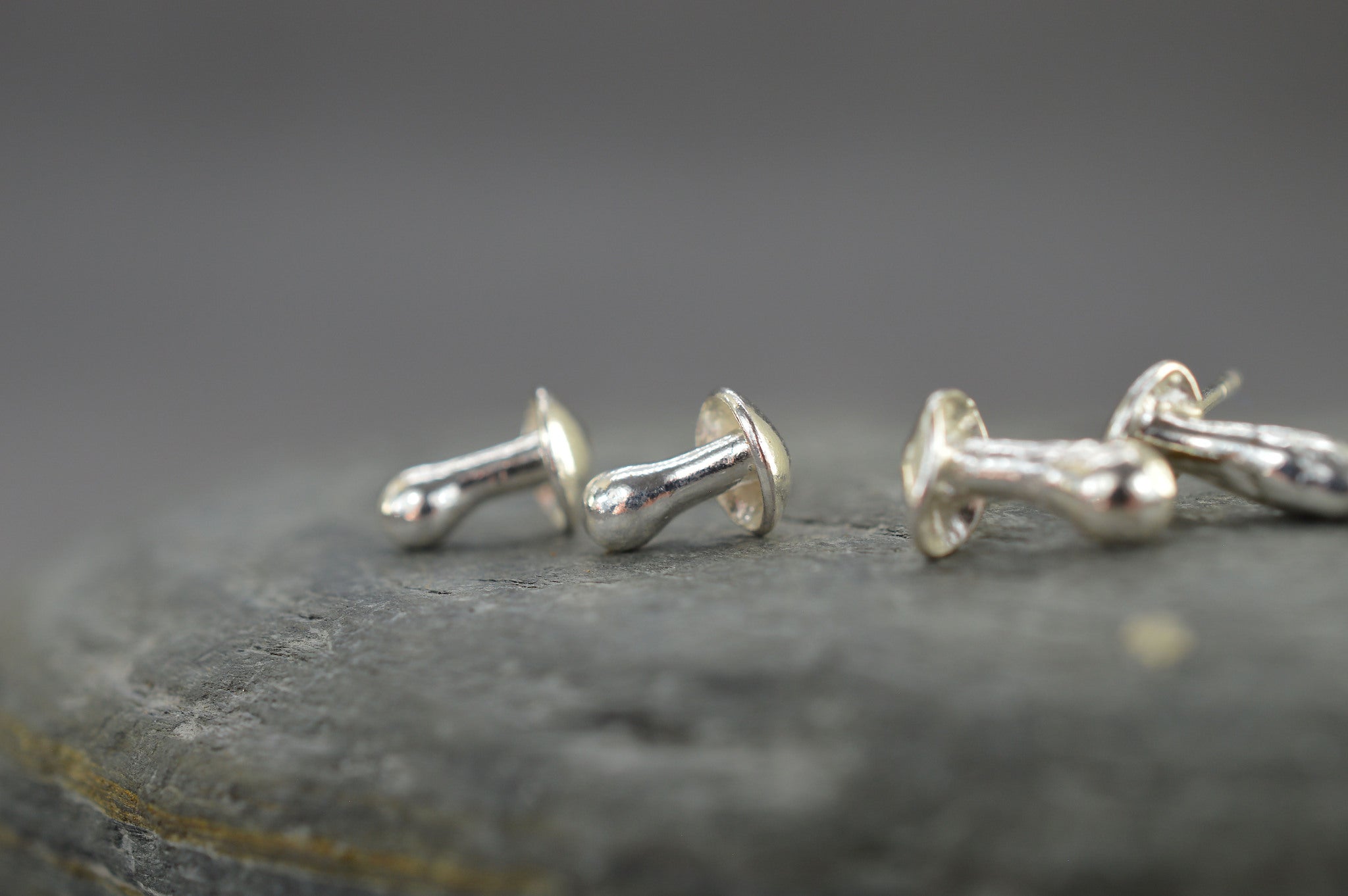 Sterling silver mushroom stud earrings