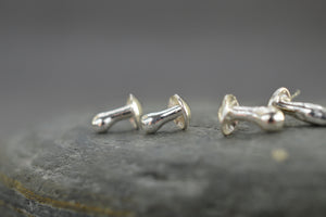 Sterling silver mushroom stud earrings