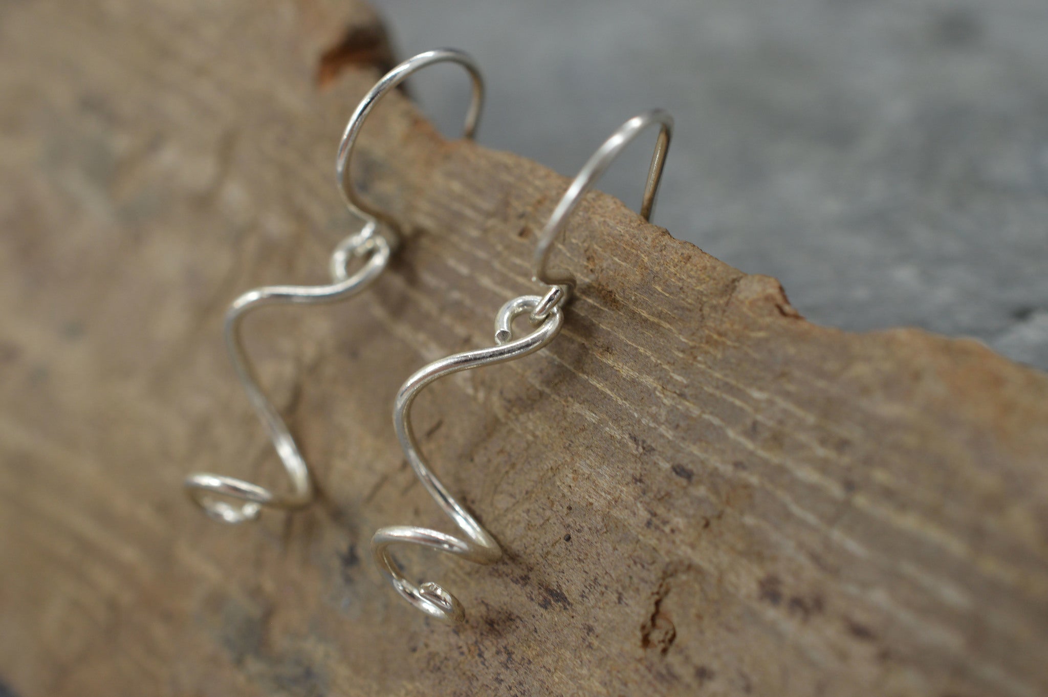 Silver vine earrings