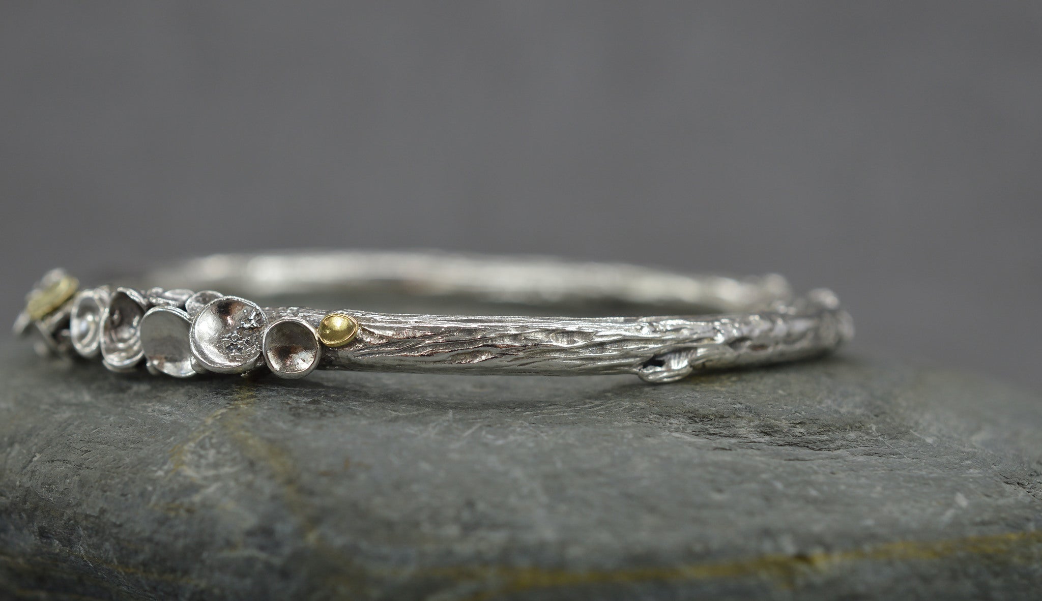 Sterling silver lichen bangle