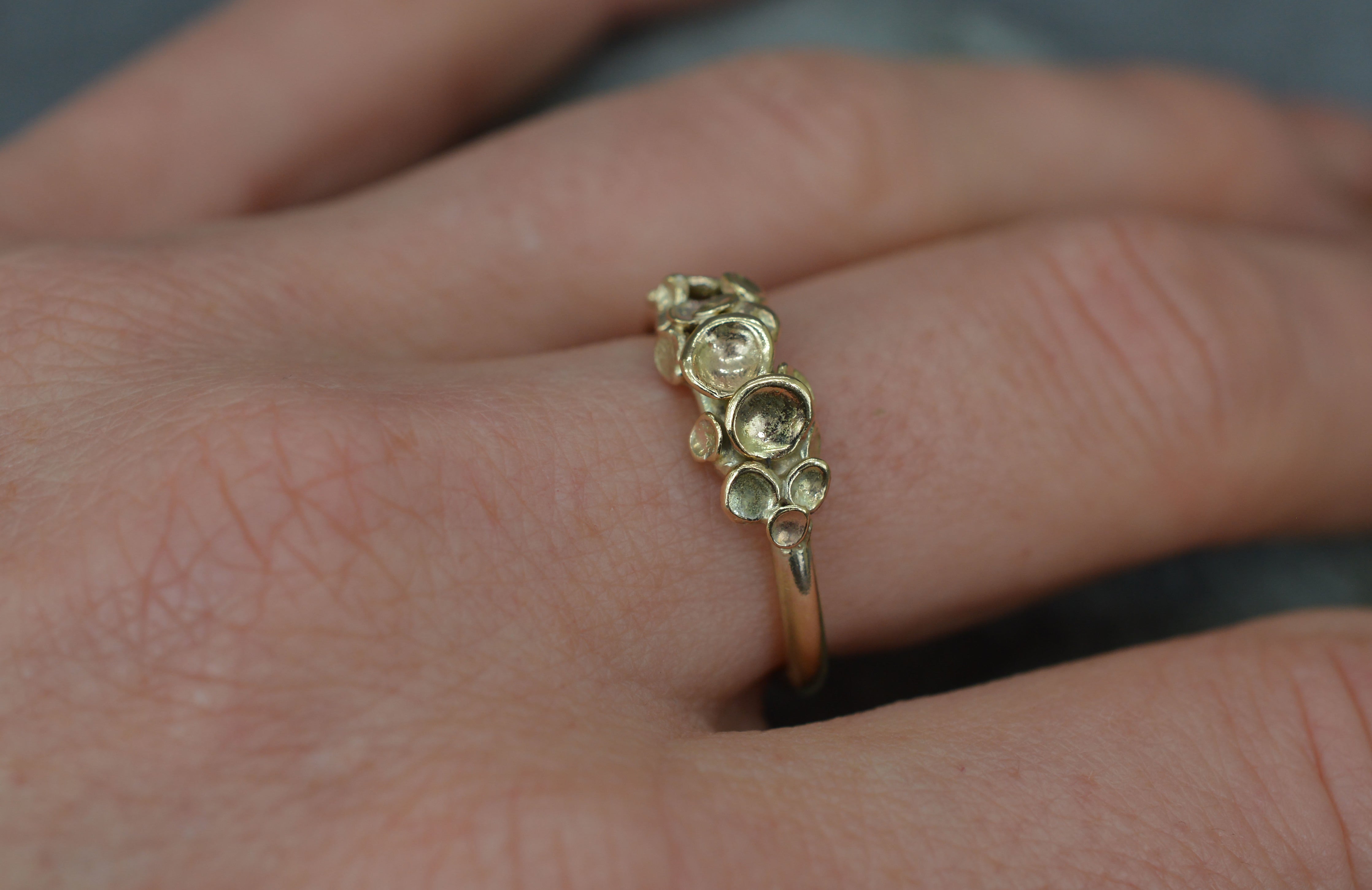 9ct Gold lichen cup ring