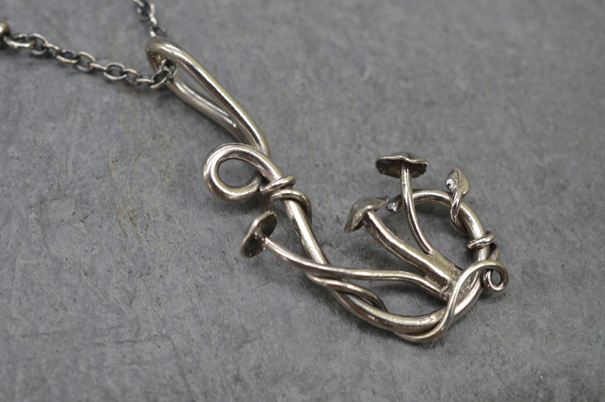 Sterling silver mushroom necklace