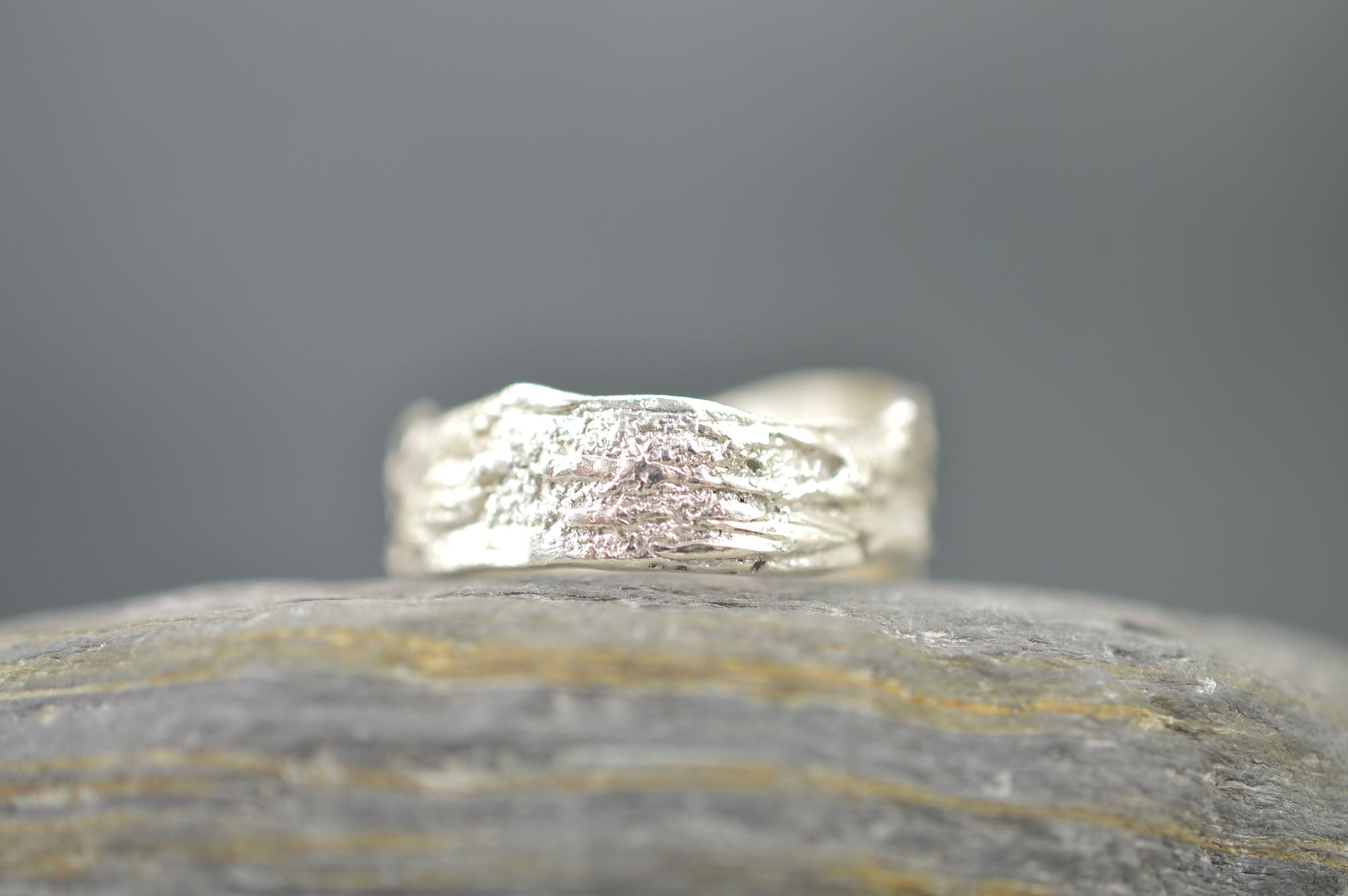 Sterling silver bark ring